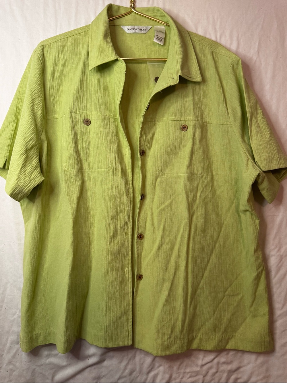 Christopher & Banks Lime Green Short Sleeve Button-Down Shirt